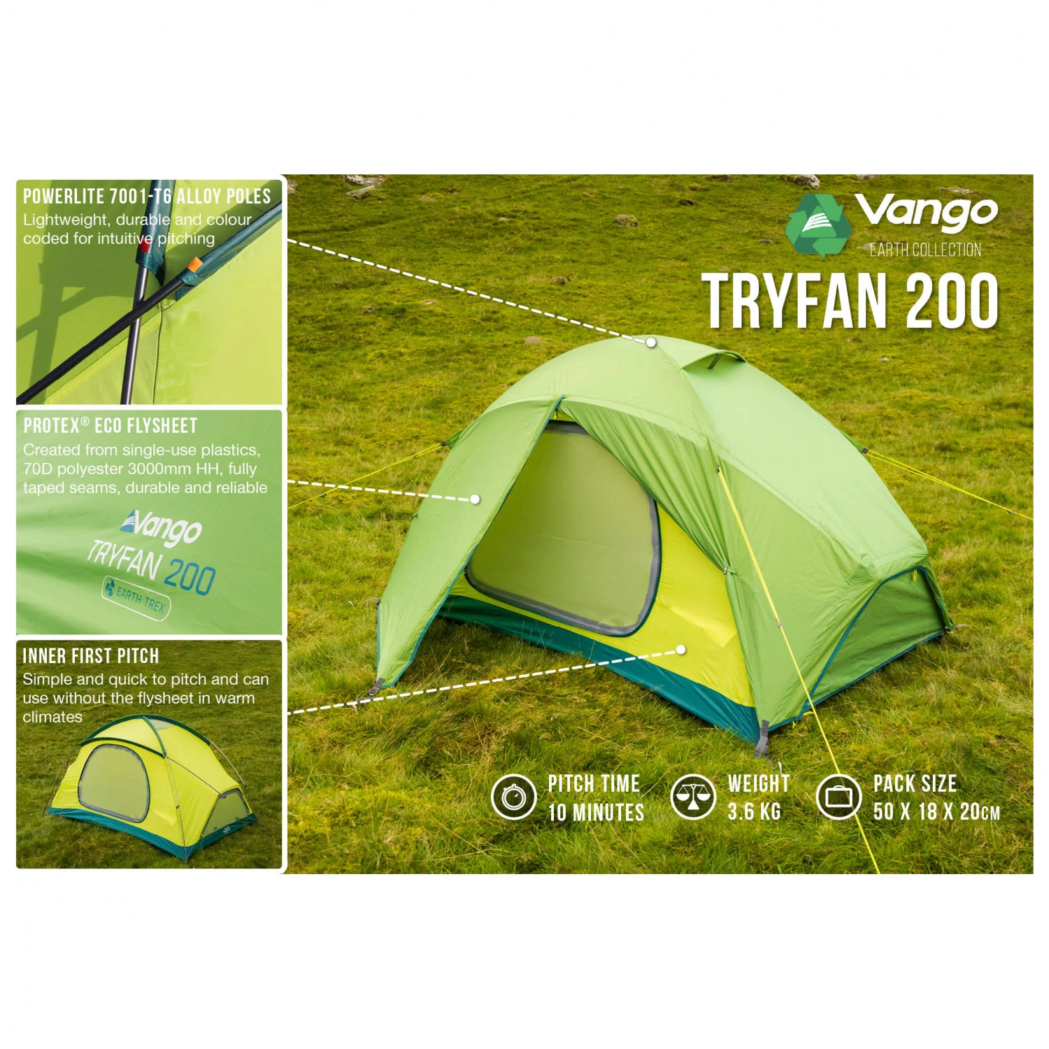 Vango Tryfan 200 - 2-person Tent 2 Vango Tryfan 200 - 2-person Tent - Image 2