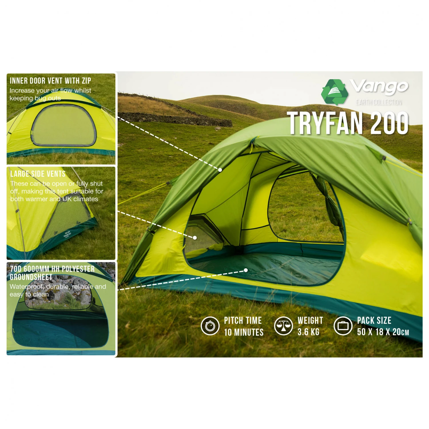 Vango Tryfan 200 - 2-person Tent 3 Vango Tryfan 200 - 2-person Tent - Image 3
